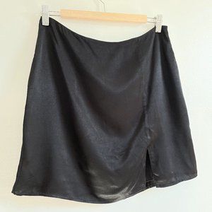 & Other Stories Black Satin Mini Skirt